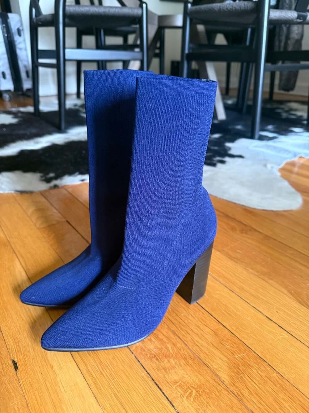 Sol Sana Blue Knit Sock Boots – Dannii Stretch Pointed Toe